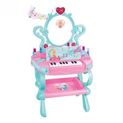 China Newest Design Children's Preschool Educational Makeup Table Toys Set Girls Piano Dresser Toy With Musical 80.5*45.5*62.5cm for sale