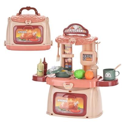 China Hot Selling Plastic Pretend Play Kids Cooking Playset Kitchen Preschool Toys For Girls In Handbag for sale