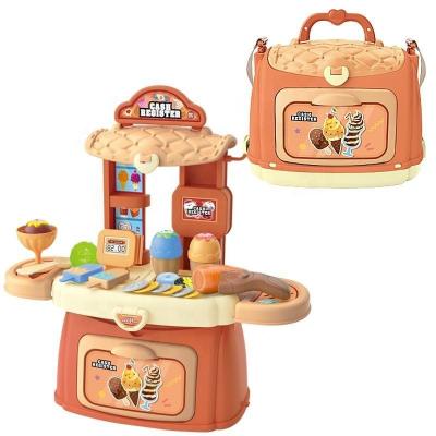 China Factory Wholesale Plastic 3 IN 1 Toy Cake Dessert Shop Messenger Ice Cream Shop Pretend Play Toys For Kid for sale