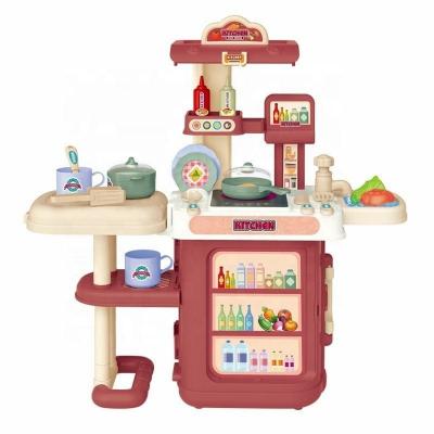 China Factory Supply Plastic Educational Funny 3 in 1 Pretend Play Kitchen Cooking Toys Set with Light and Sound for sale