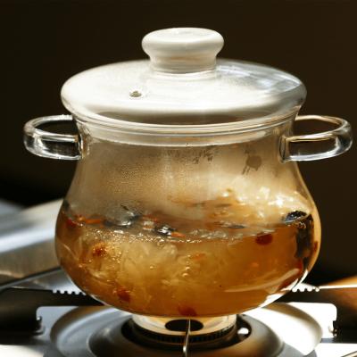 China Viable Clear Transparent Glass Open Fire Cookware Heat Resistant Glass Cooking Pot for sale