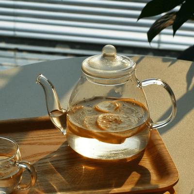 China Factory Sale New Products Borosilicate Glass Tea Kettle Viable Transparent Glass Teapot With Filter for sale