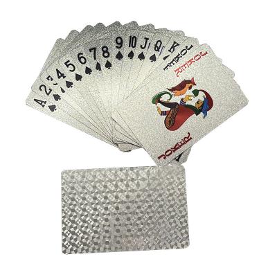 China Durable Wholesale Waterproof Casino Black Silver Foil Poker Playing Cards Custom Printing for sale