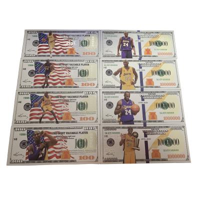 China Pure Gold Plated Kobe Dollar Bill Sets Gold Foil Banknote Dollar Bills Design America USA Basketball Player Kobe 24k Banknote Gift for sale