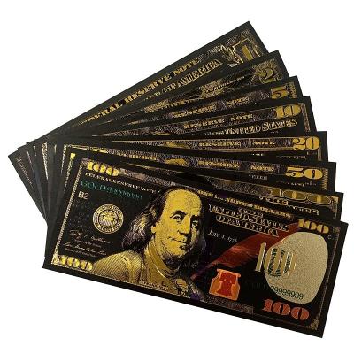 China New USA Black America Dollar Bills Waterproof Black US Dollars Gold Spike Design Sets USA Banknote for sale