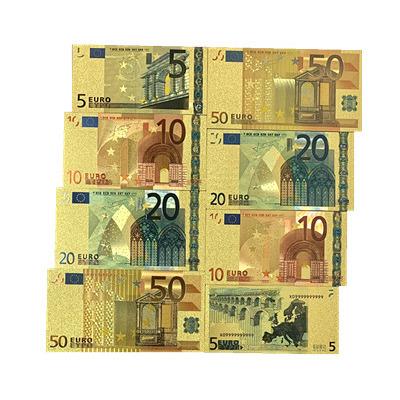 China America EUROPE Banknote For Gift Collection EURO 5 10 20 50 100 200 500 1000 Gold Foil Plated Waterproof Dollar Bills for sale