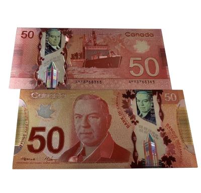 China Canda Canadian Currency 50 Dollar Money Prop Collection CAD 50 Gold Canada Banknote Silver Foil Canada Dollar Bills Prop for sale