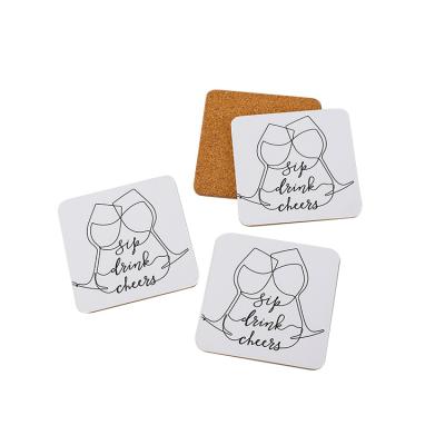 China Viable Wholesale Wooden Mug Cork Coaster Sublimation Blank Waterproof MDF Coaster With Cork for sale