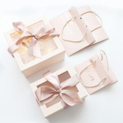 China Handmade Wholesale Custom Luxury Transparent Lid And Base Cardboard Gift Box With Ribbon And Clear Window for sale