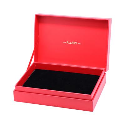 China Recyclable Red Earring Ring Storage Box Custom Logo Printed Gift Box Jewelry Cardboard Packaging Paper Box for sale