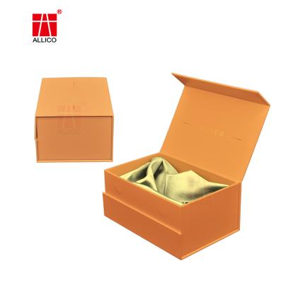 China Recyclable Wholesale Orange Magnetic Gift Box Cosmetic Set Box Essential Oil Cardboard Paper Box for sale