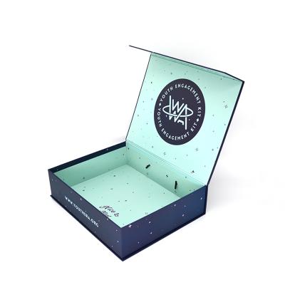 China Large Recyclable Wholesale Blue Luxury Custom Paper Gift Boxes Custom Boxes With Logo Packaging Clothing for sale