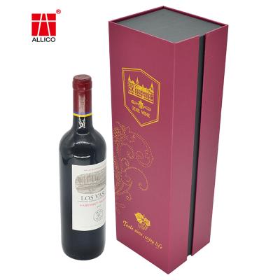 China Wholesale Custom Recyclable FINE Red Wine Box Logo Gold Magnetic Wine Bottle Packaging Gift Boxes for sale