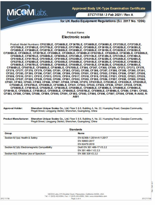 UKCA - Shenzhen Unique Scales Co., Ltd.