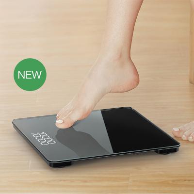 China ABS+6mm Tempered Glass Body Fat Personal Bathroom Smart Balance Scale USB Charging Digital Weighing Scale for sale