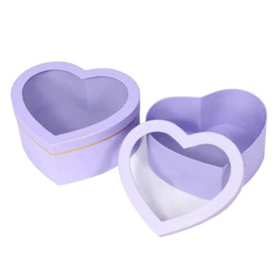 China Recyclable Flat Pack Fancy Dropshipping Black Decor Printed Wholesale PVC Set Round Purple I Love You Food Gift Box With Compartments for sale