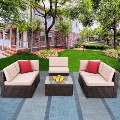 China Poly Sofa Set All Weather Poolside Sofa Modern European Style Poly Rattan for sale