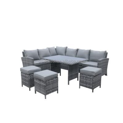 China Popular Modern Promotional Quality Modern Modular Corner Steel Rattan Rattan Furniture for sale