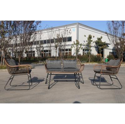 China Modern 4 Modern Rattan Outdoor Furniture Sofa With Coffee Table Sets With 5cm Cushion for sale