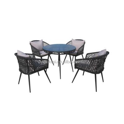 China Factory direct wholesale modern outdoor patio rope garden dining table and chairs for sale