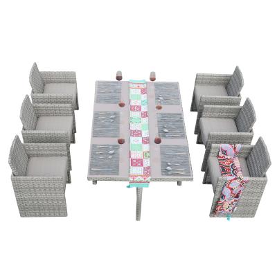 China Modern yard restaurant rattan system table and chair table and outdoor rattan woven chair set factory for sale