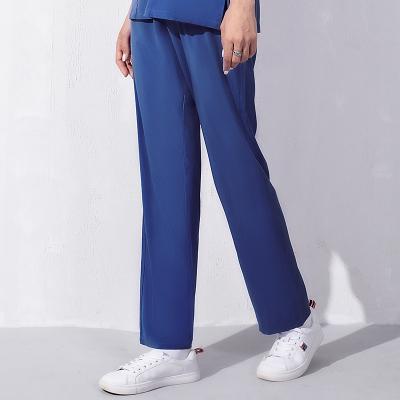 China Moisture Absorption / Perspiration Navy Blue Four Seasons Loose Elastic Nurse Pants Medical Work Pants For Health Service Station for sale