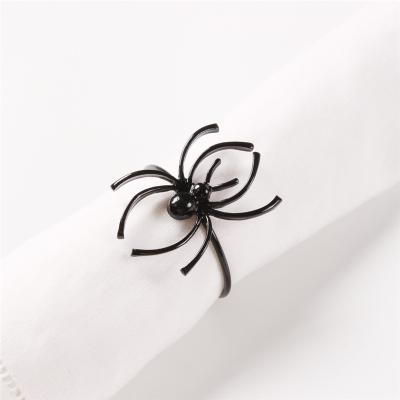 China Fancy Cheap Table Clear Mid Century Craftsman Easter Christmas Metal Spider Black Napkin Rings for sale