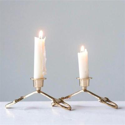 China Weddings Metal Gold Decorative Brass Wedding Table Candle Holder Custom Horsebit for sale