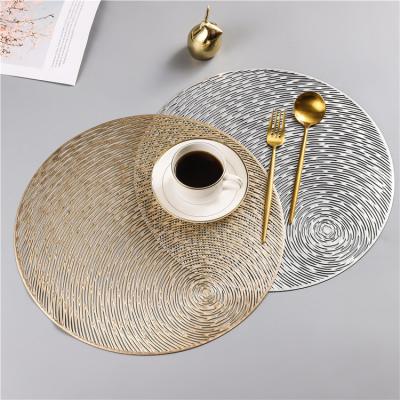 China Viable Wedding Gold Bohemian Coloring Red-Pink Circle Hallow Table Vinyl PVC Place Mat Set for sale