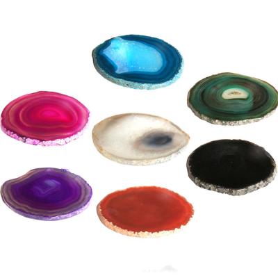 China Viable Natural Irregular Black Blue Gold Resin Green Silvery Round Agate Coaster Mold for sale