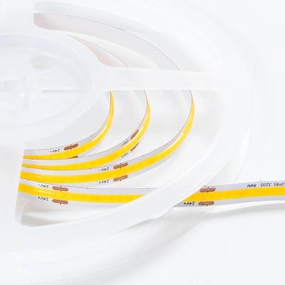 China Hotel dimmable cob led strip light 12 volt flexible 24v customized 3in1 17mm outdoor 24v dim cob led strip lights for sale