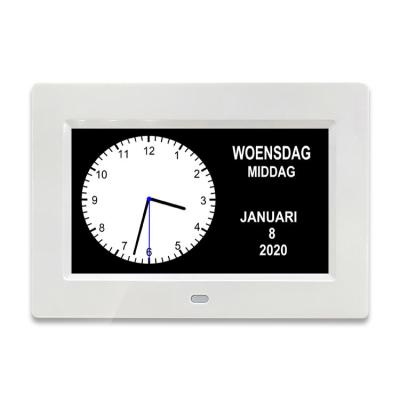 China Classes Automatic LED Change Brightness Calendar And Alarm Dementia Reminder Analog Clock For Senior People Products for sale