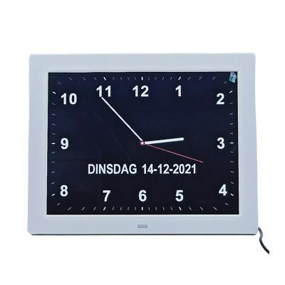 China Large Led Digital Calendars Display 12 Inch Alarm Chime Hourly Calendar Talking Wall Clock For Visually Impaired People for sale