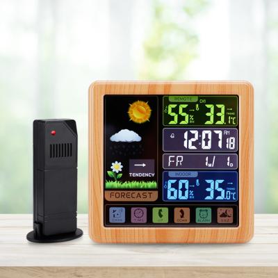 China Hot selling calendars wifi weather station day time digital color touch screen wireless wooden usb port for mobile charging for sale