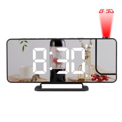 China Wholesale Hotel Large Mirror Screen Display Light Sensor Alarm Clock By Radio With Projection And Phone Charger Easy To Use for sale