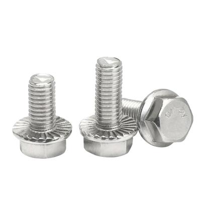 China A2-70 304 Stainless Steel Hex Washer Bolt Hex Head Head With Flange Cap Screw 1/4 Inch Serrated 5/16-18 3/8-16 Thread -20 for sale