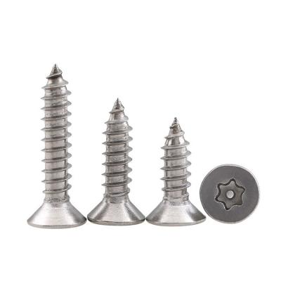 China Flatbed 304 Stainless Steel Hexagon Torx With Pin Flat Countersunk Head Tamper-Proof Security Tapping Screw Bolt ST3 ST4 ST5 ST6 for sale