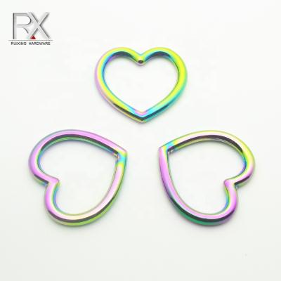 China Custom Zinc Alloy Metal Heart Ring Metal Love Shaped Heart-shape Decoration Buckle Heart Buckle For Clothing Garment Bag for sale