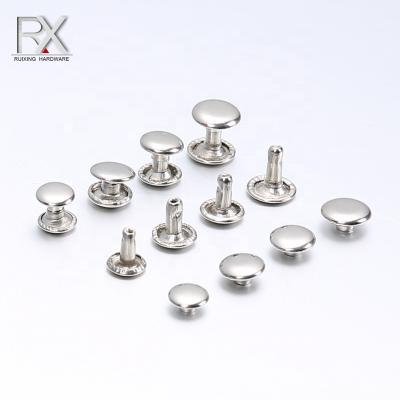 China Metal iron r flat head snap button 2 parts impact head nail buckle rivet for bag accessories belt colthig for sale