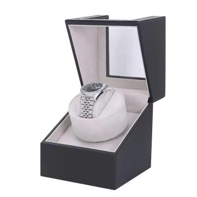 China Automatic Mechanical Watch Winder PU Leather Watch Winder Shaker Box Mechanical High End Rotating Battery for sale