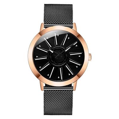 China New Arrival Chronograph Alloy Case Design Mesh Strap Rotatable Dial Luxury Waterproof Quartz Watch for sale