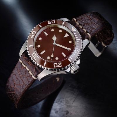 China Popular Surface Genuine Leather Automatic Date Watch Strap Men Watch for sale