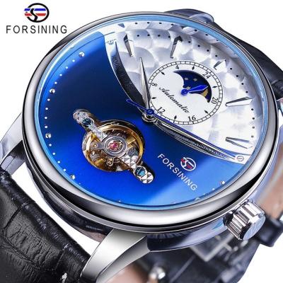 China Relogio Masculino Dropship Genuine Leather Men's Watch Tourbillon Date Moon Phase Automatic Classic Mechanical Watches for sale