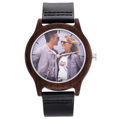 China Newest Water Resistant Men's Women Customized Friends Family Photos Wood Eyes Leather Bands for sale