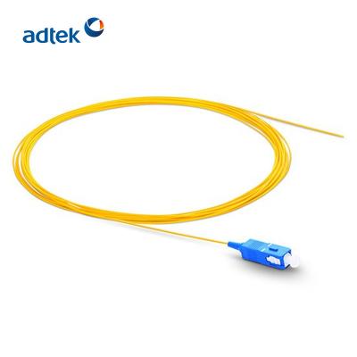 China Customized SC/UPC JP1U21191MP-YLT Single Mode 9/125 Simplex Pigtail Fiber Optic Patch Cord for sale