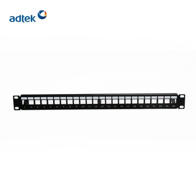 China Optional High Quality UTP/FTP Fiber Optic Patch Panel Best Price 24 Ports Empty RJ45 Patch Panel for sale