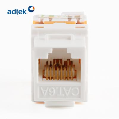 China ABS Integrated Network Cable 180 Degree RJ45 Coupler UTP Cat 6A Trapezoidal Jack for sale