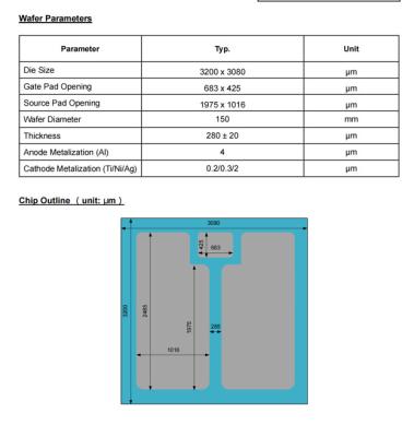 China HX1M080120W macrocoresemi SiC MOSFET Silicon carbide wafer SiC wafer 3200 x 3080 for sale