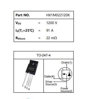 China HX1M022120K Macrocore Semiconductor SiC MOSFET Power Factor Correction Modules Switch Mode Power Supplies HX1M022120K for sale