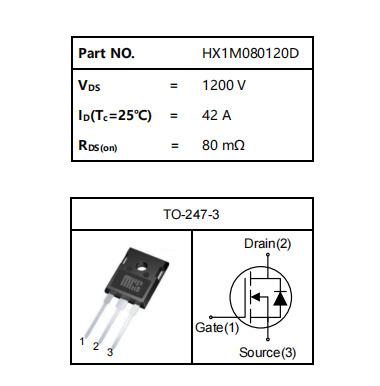 China HX1M080120D Macrocore Semiconductor SiC MOSFET High Voltage DC/DC Converters DC-AC Inverters HX1M080120D for sale